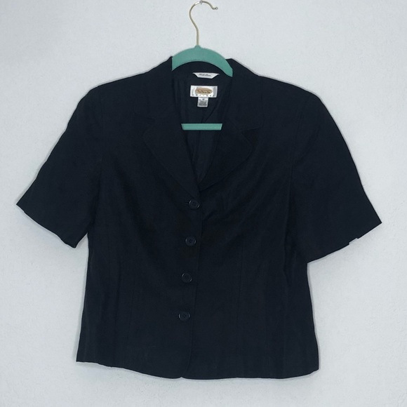 Talbots black short sleeve button down suit jacket - Picture 1 of 3